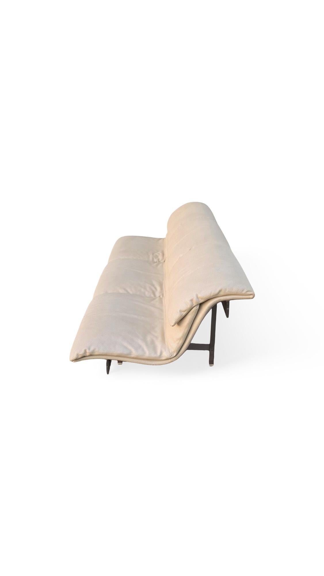 Pair of Matching Giovanni Offredi for Saporiti Leather Wave Sofas For Sale 2