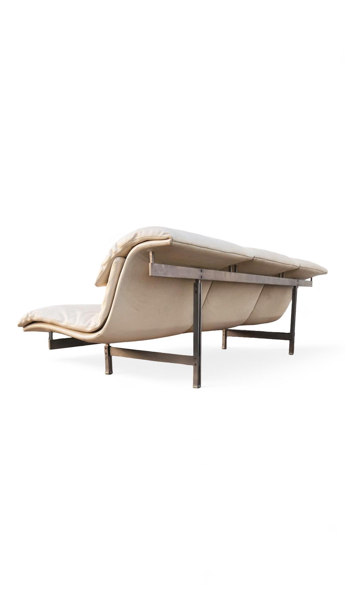 Pair of Matching Giovanni Offredi for Saporiti Leather Wave Sofas For Sale 3