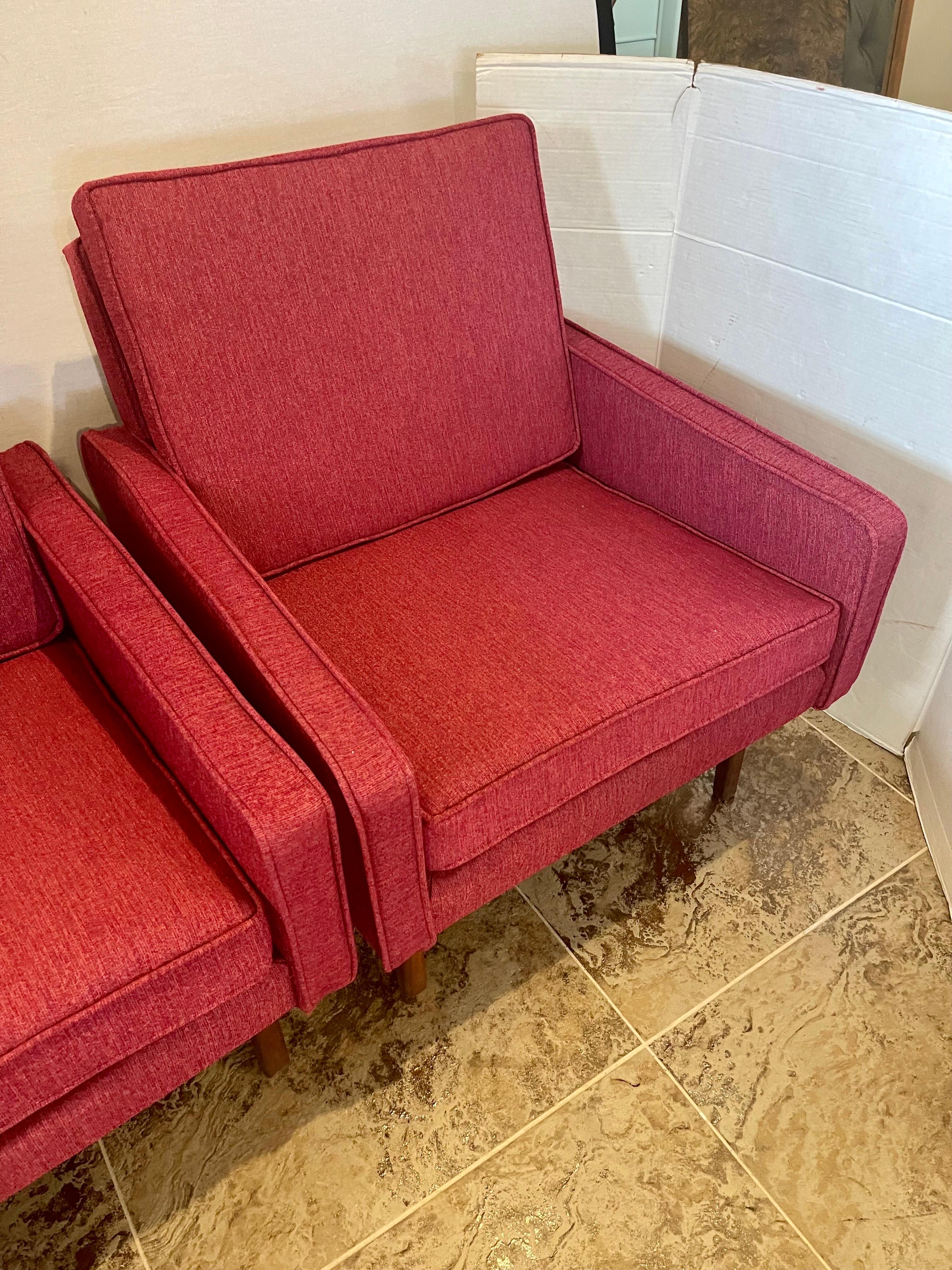 Pair of Matching Jack Cartwright for Founders Lounge Chairs Newly Upholstered In Good Condition In West Hartford, CT