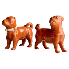 Pair of Matching Male and Female Porcelain Chongqing Dogs