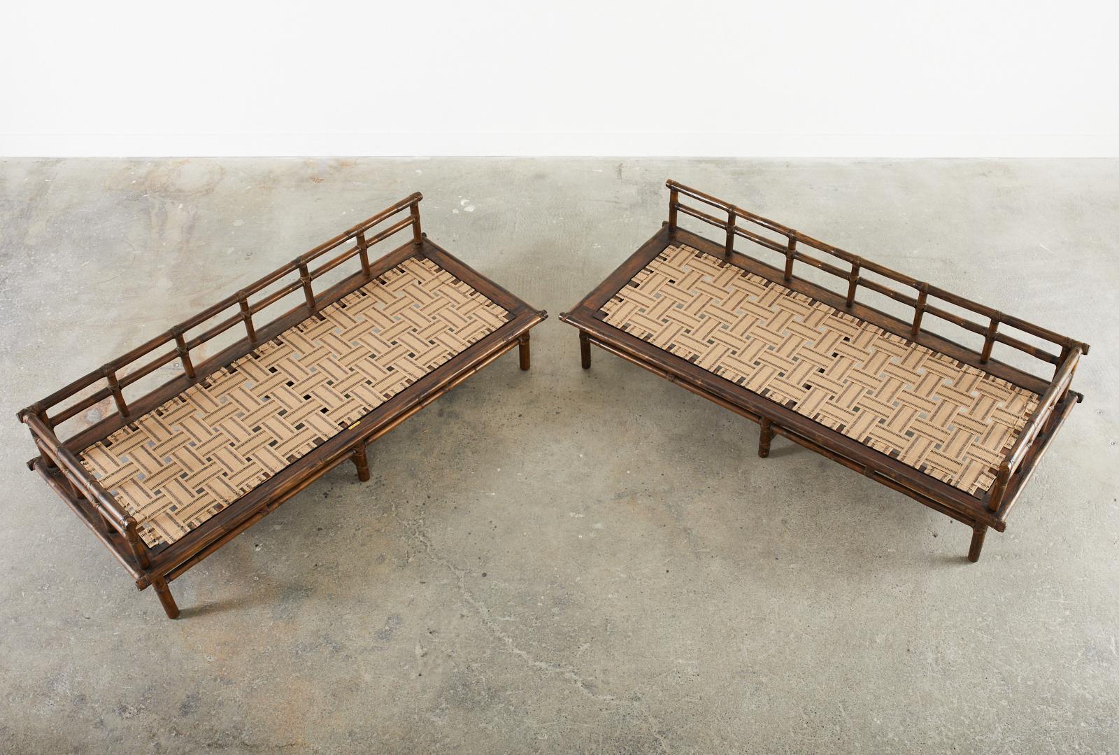 20th Century Pair of Matching McGuire Organic Modern Rattan Daybed Sofas