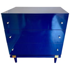 Pair of Matching Mengel Blue Lacquered Raymond Loewy Chest of Drawers Dressers