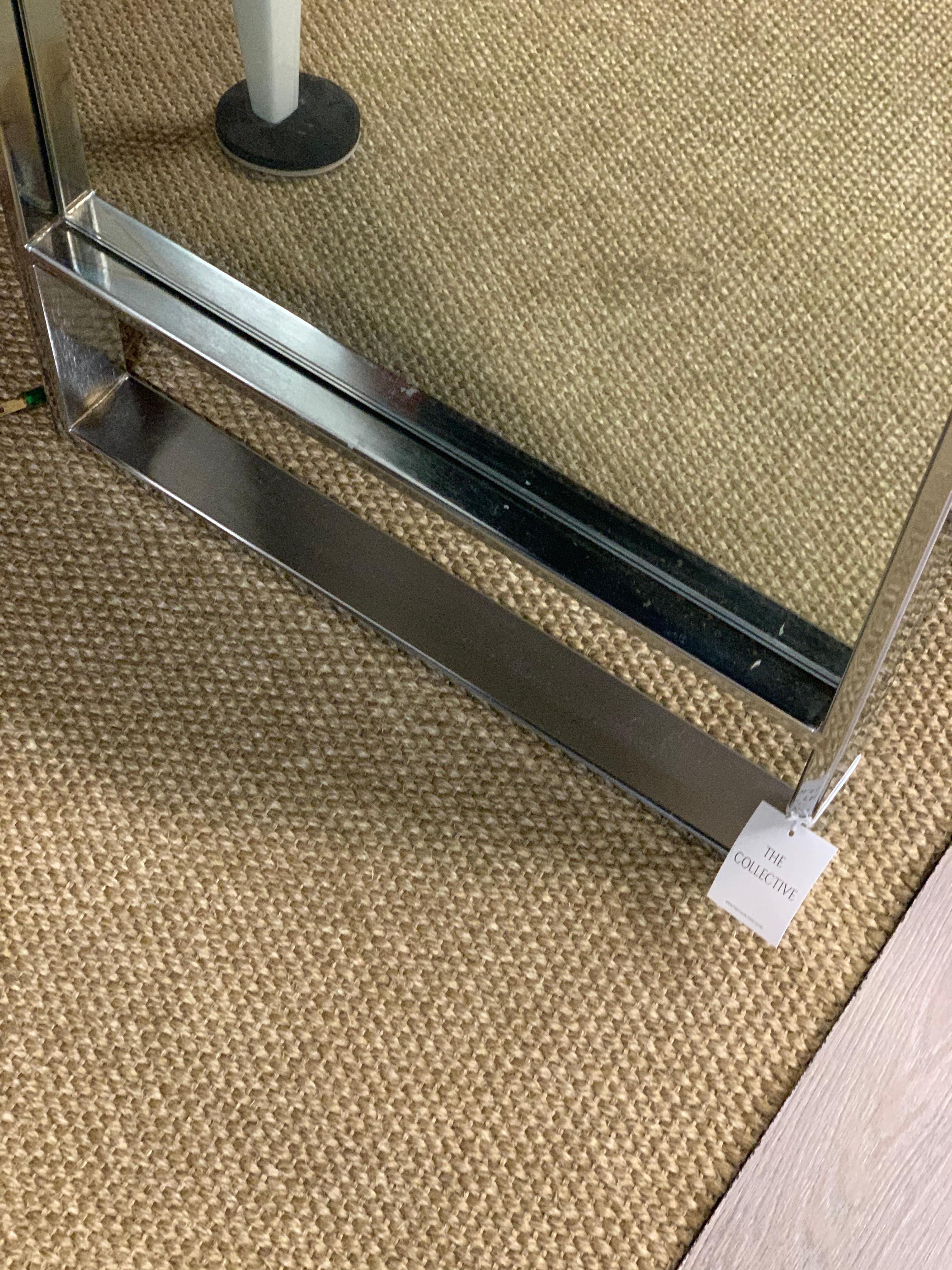 Late 20th Century Pair of Matching Mid-Century Thin Full Length Eight Foot Tall Chrome Mirrors