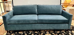 Pair of Matching Mitchell Gold Blue Velvet Sofas