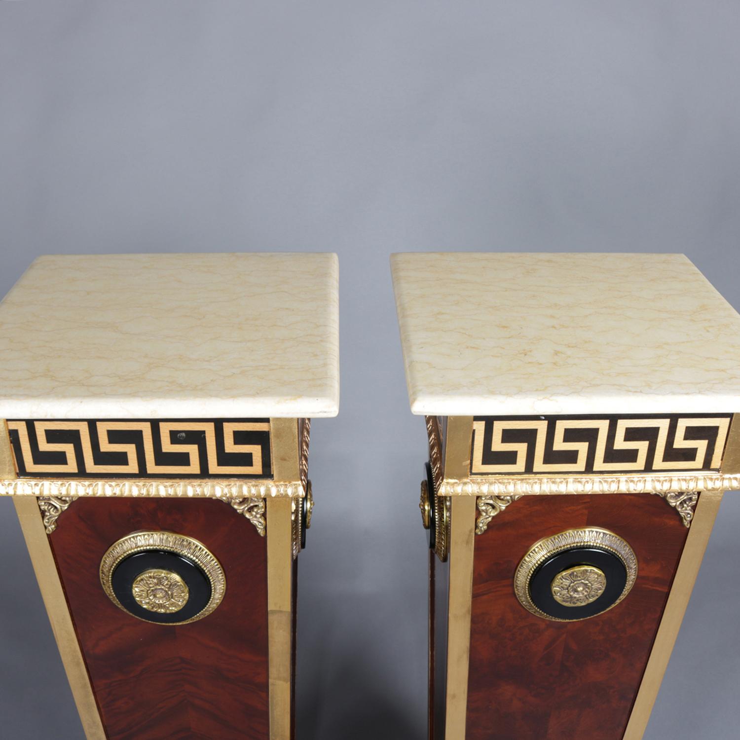 Pair of Matching Neoclassical Mahogany and Ormolu Sculpture Pedestals 4