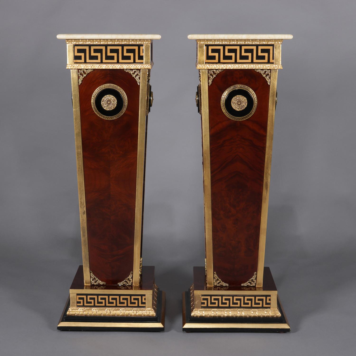 Pair of Matching Neoclassical Mahogany and Ormolu Sculpture Pedestals In Good Condition In Big Flats, NY