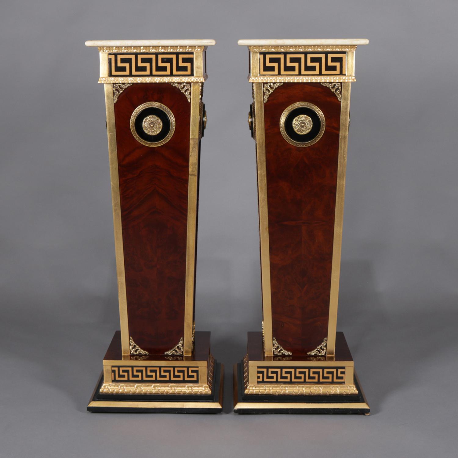 20th Century Pair of Matching Neoclassical Mahogany and Ormolu Sculpture Pedestals