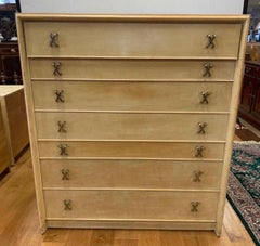 Pair of Matching Paul Frankl Tall Dressers High Chest of Drawers with X-Pulls