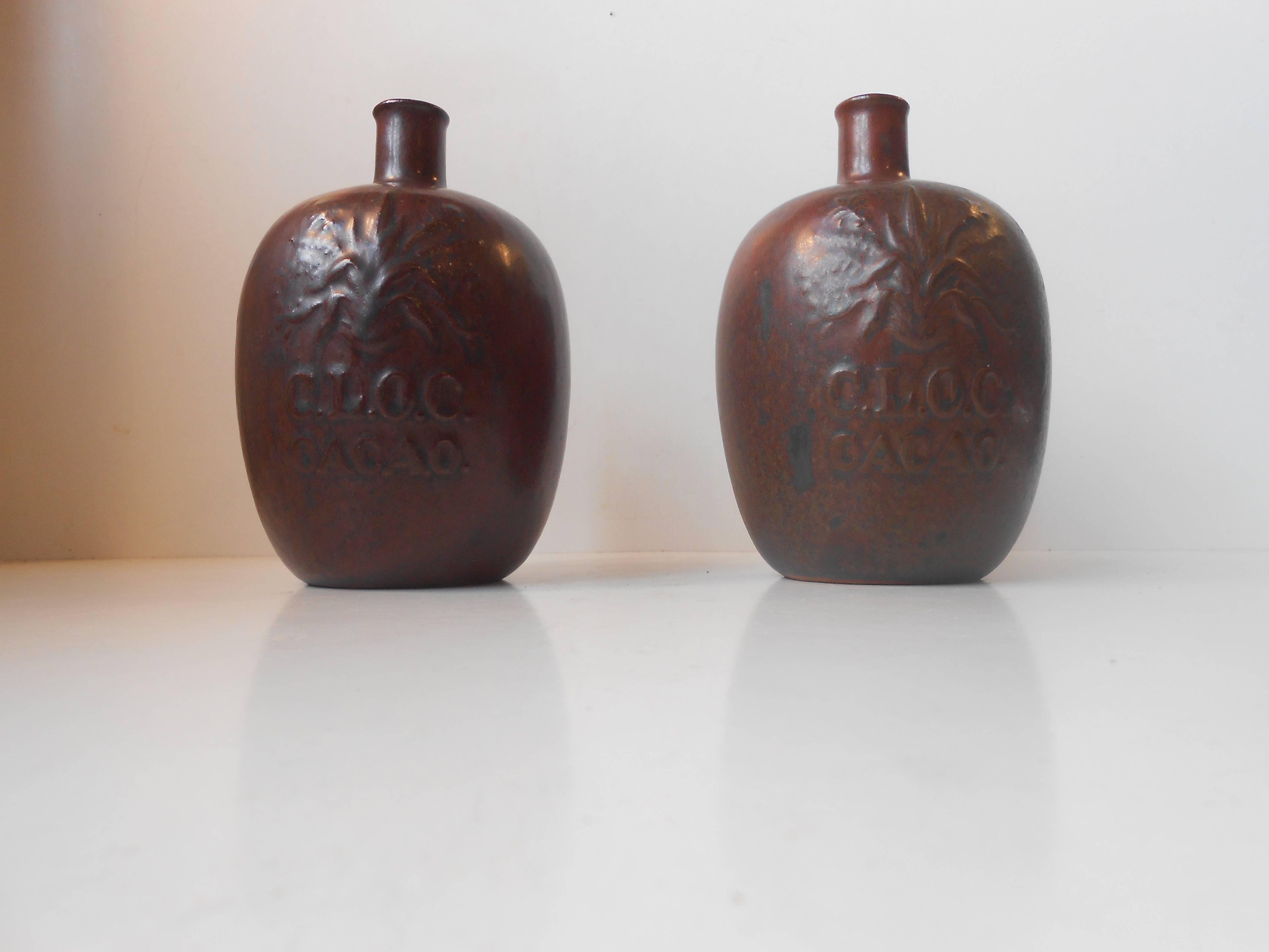 Arne Bang Glazed Stoneware Bottle Vases, 1930s In Good Condition For Sale In Esbjerg, DK