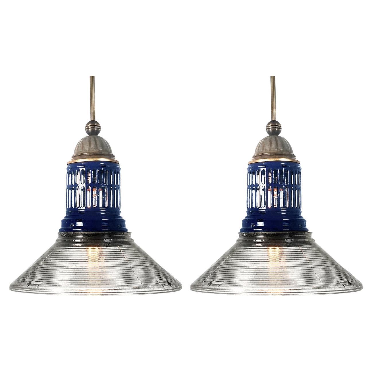 Pair of Matching Prismatic Gas Lamps