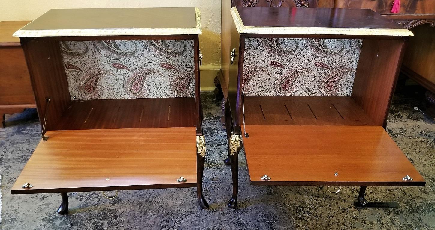 Pair of Matching Side Tables or Nightstands with Gilt Accents 7