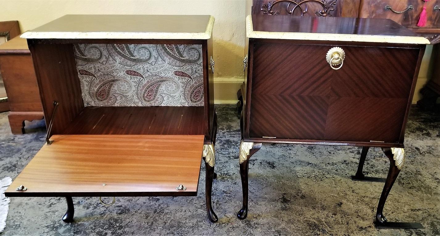 Pair of Matching Side Tables or Nightstands with Gilt Accents 9