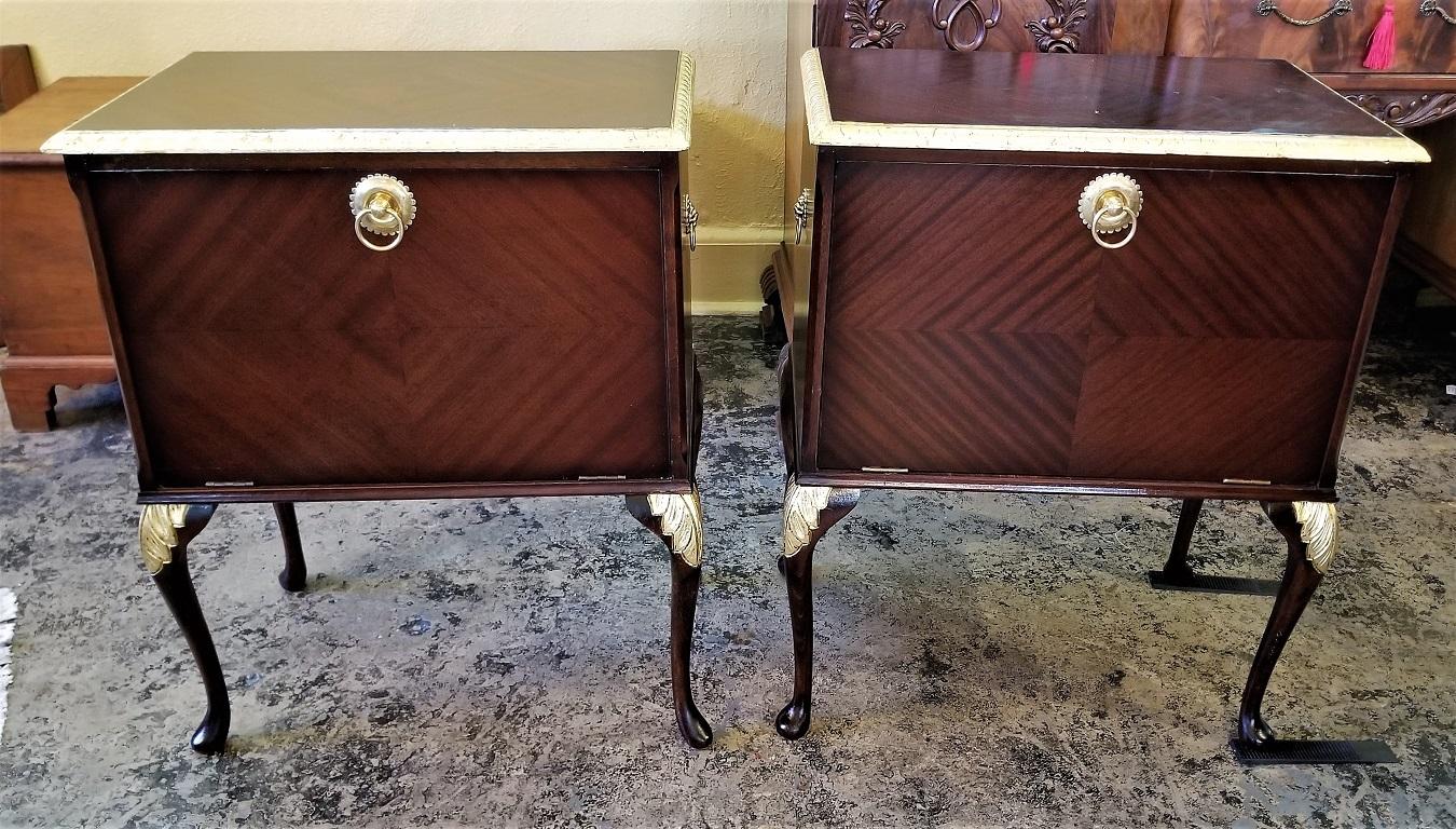 Pair of Matching Side Tables or Nightstands with Gilt Accents 10
