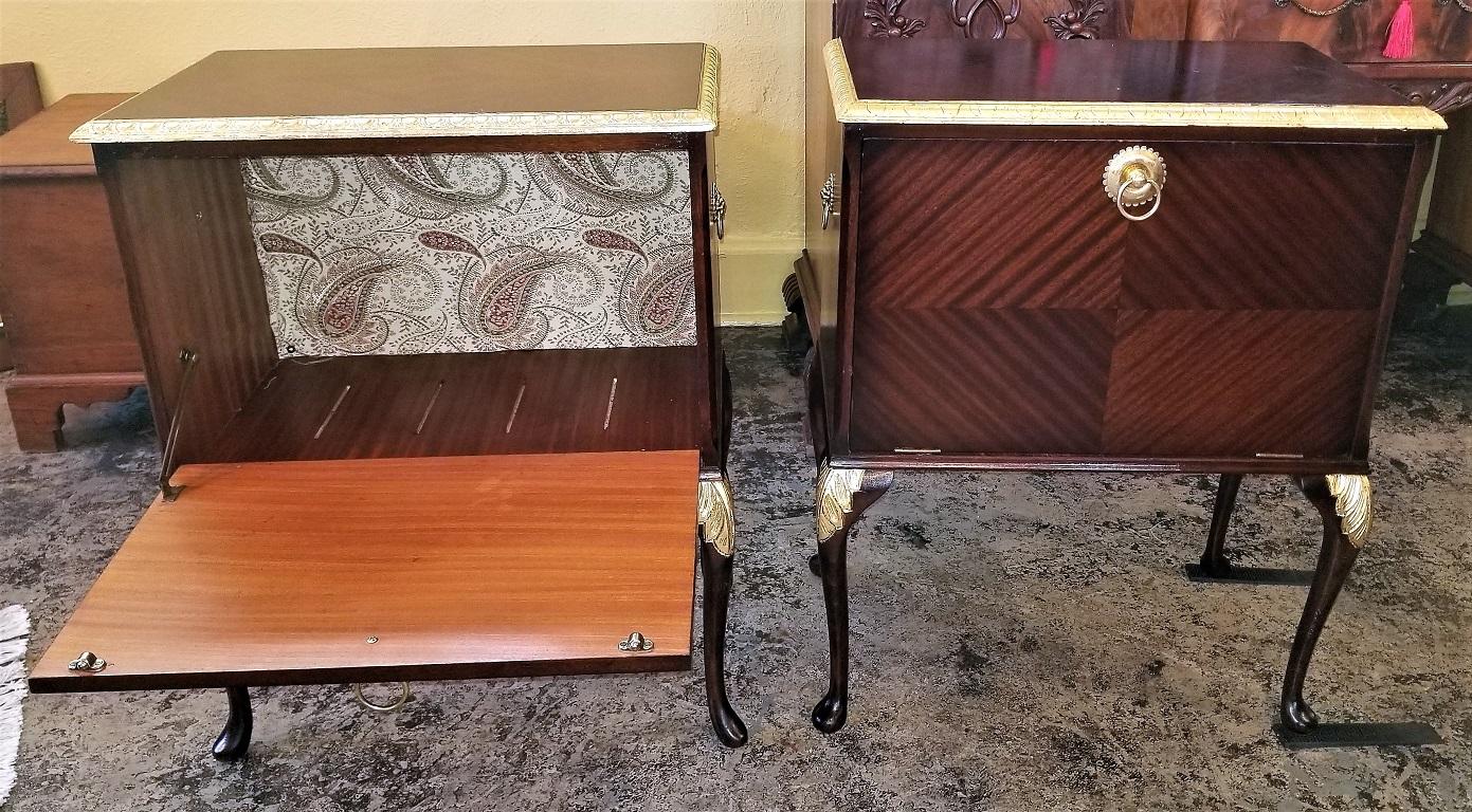 Pair of Matching Side Tables or Nightstands with Gilt Accents 12