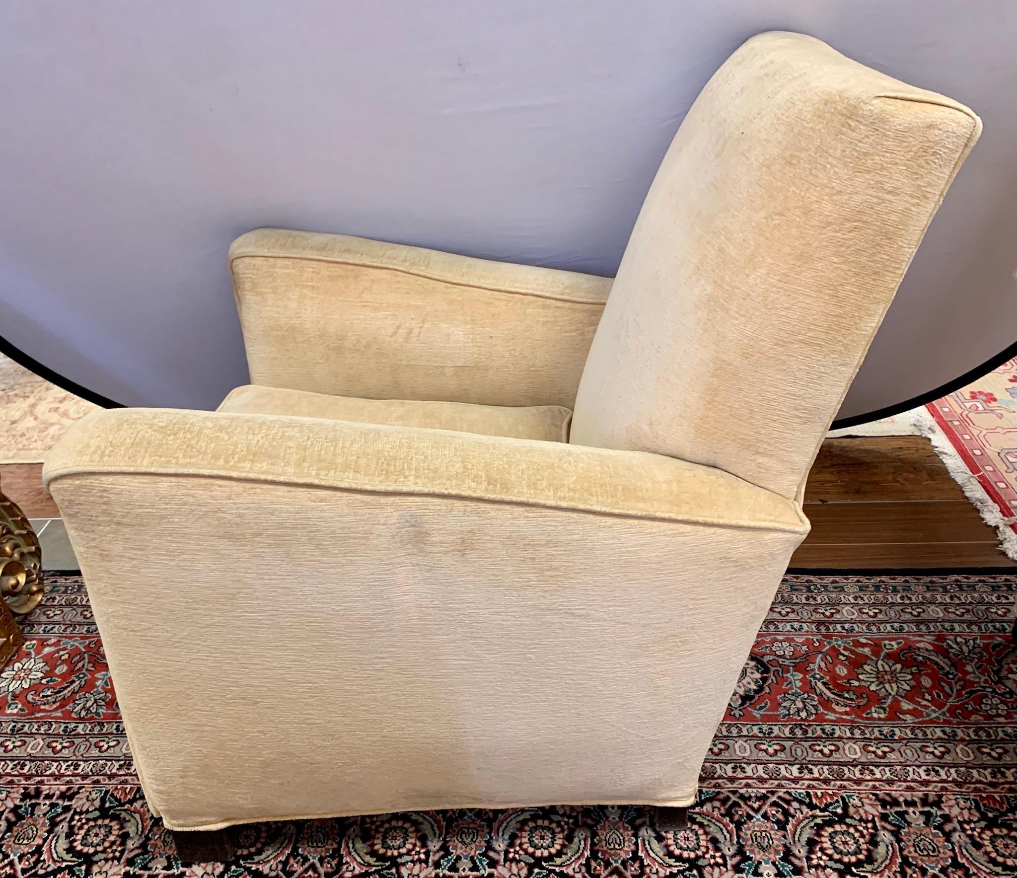 Late 20th Century Pair of Matching Upholstered Art Deco Style Club Lounge Chairs