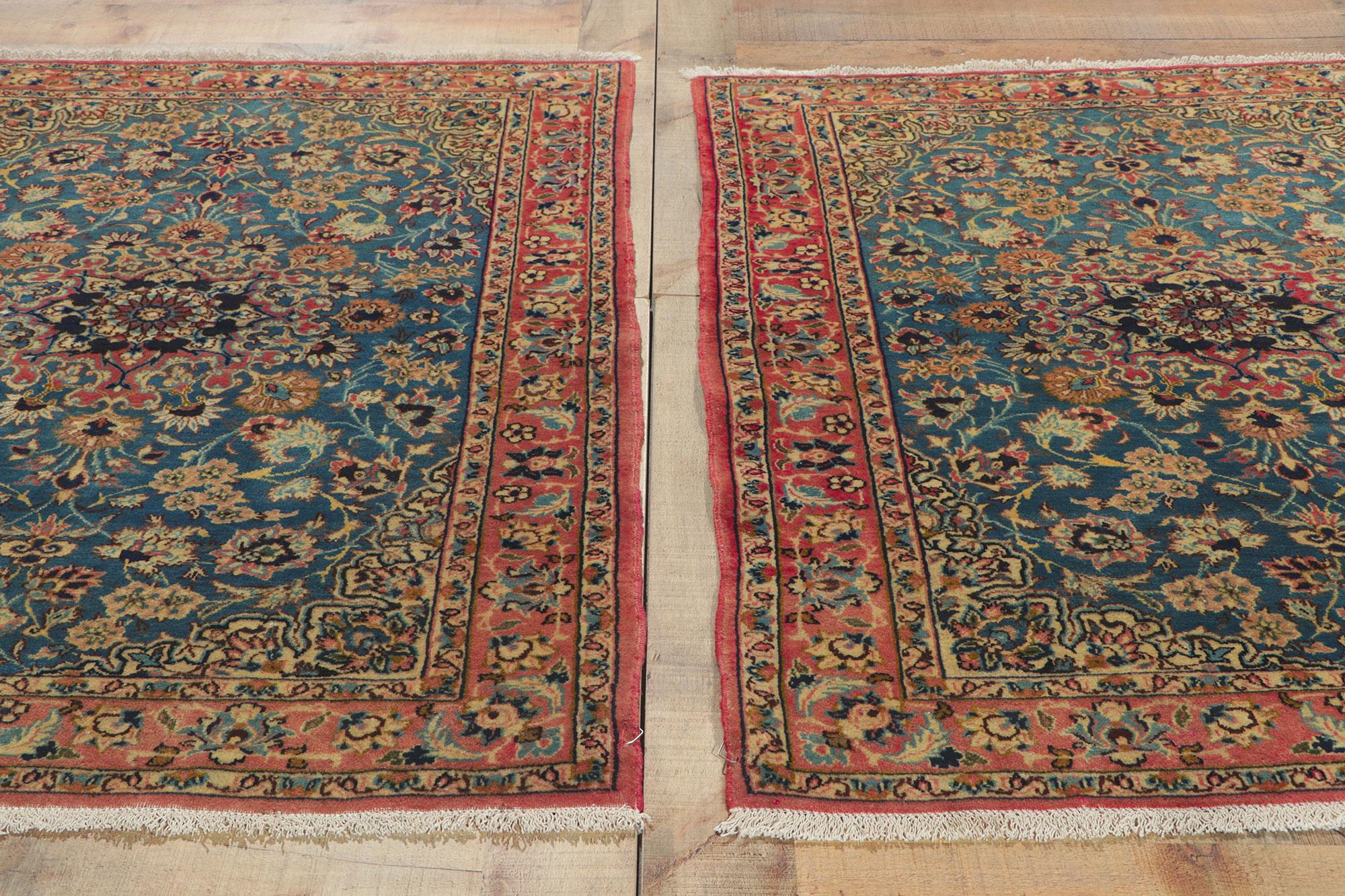 Tabriz Pair of Matching Vintage Persian Isfahan Rugs For Sale