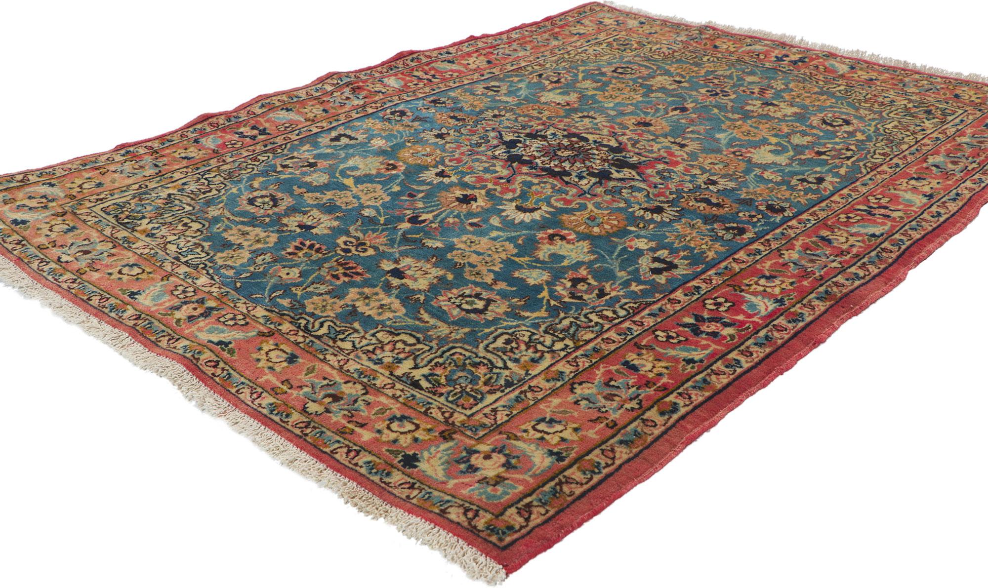 Wool Pair of Matching Vintage Persian Isfahan Rugs For Sale