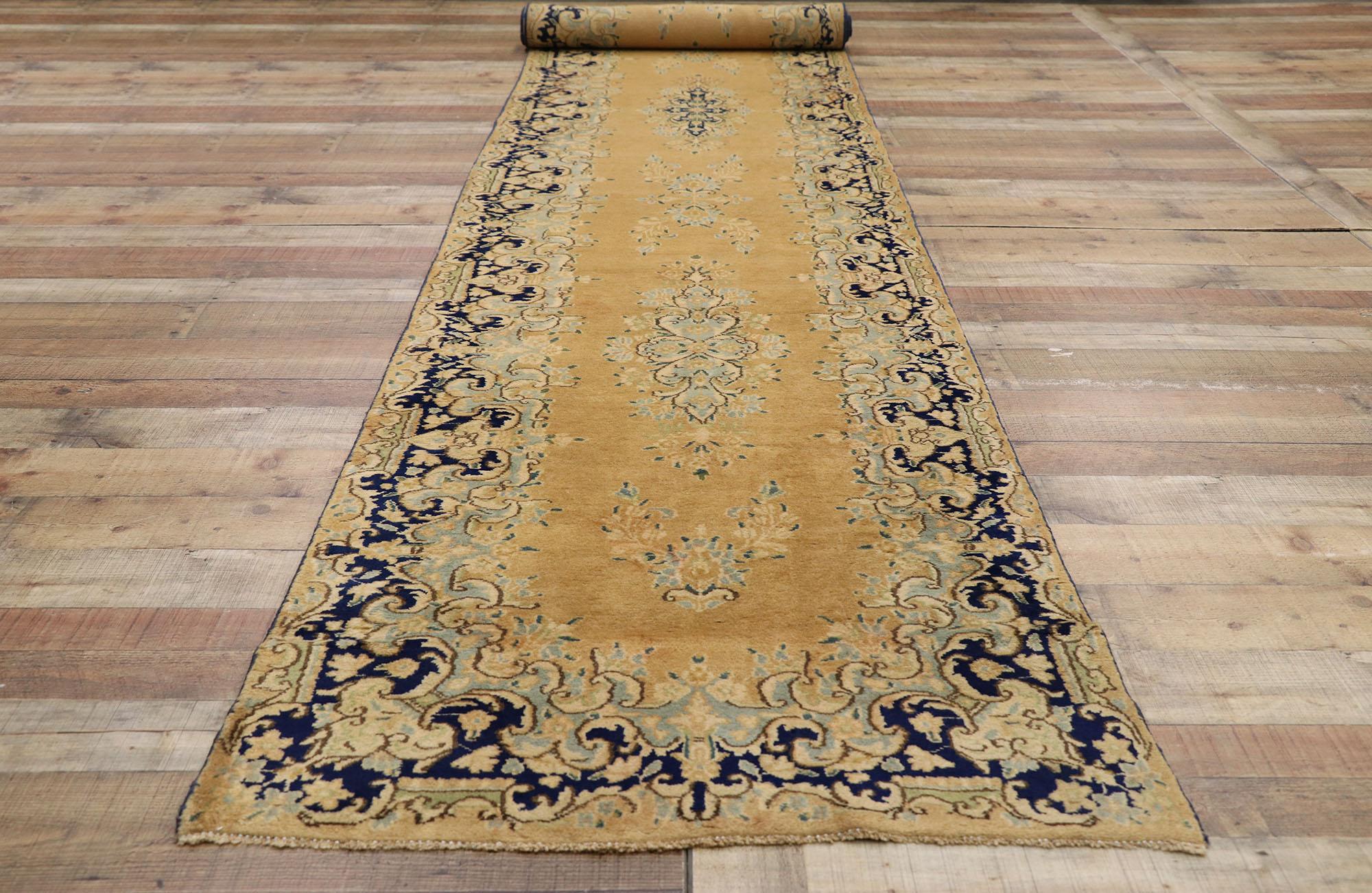 Pair of Matching Vintage Persian Kerman Rug Carpet Runners For Sale 1