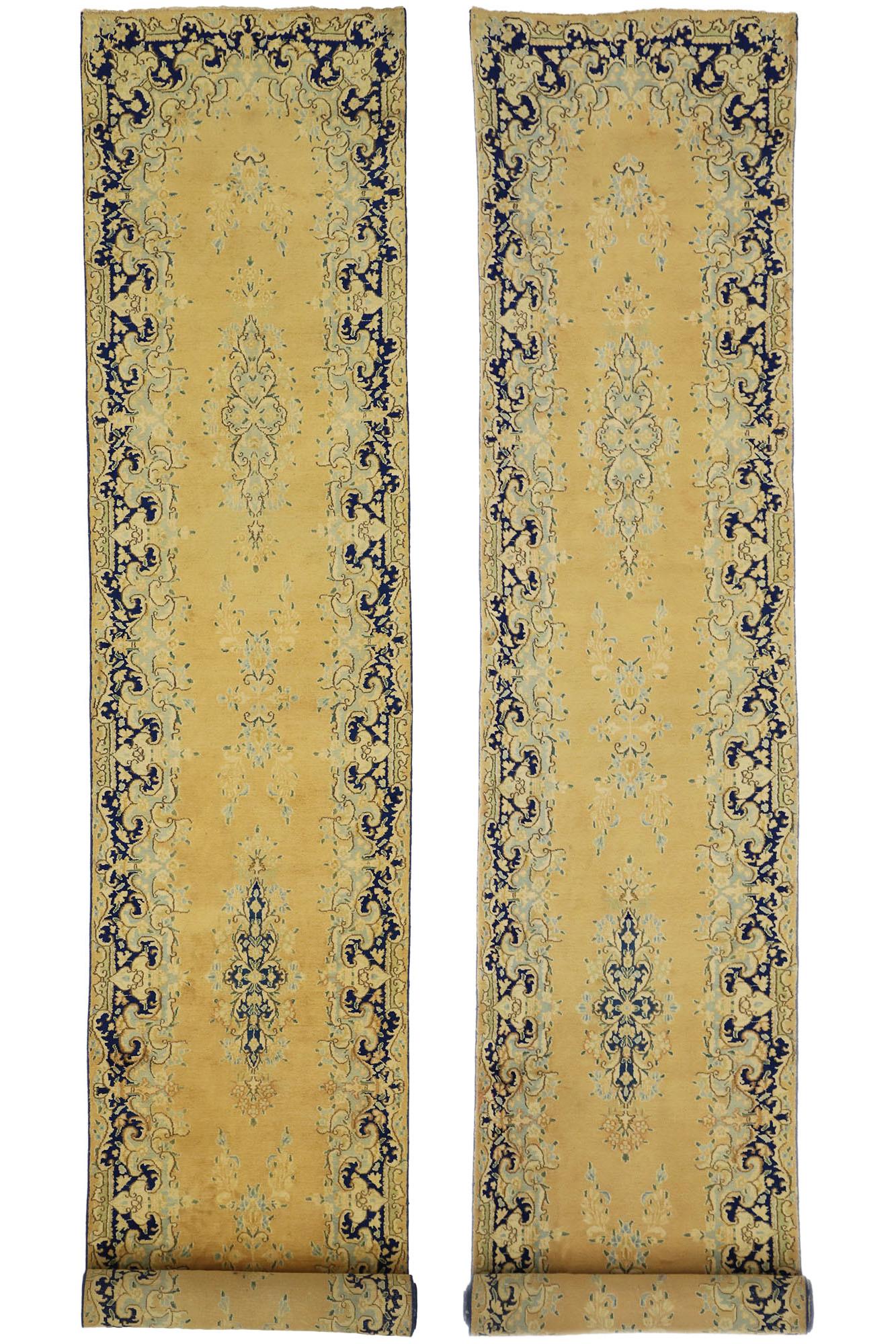 Pair of Matching Vintage Persian Kerman Rug Carpet Runners For Sale 12