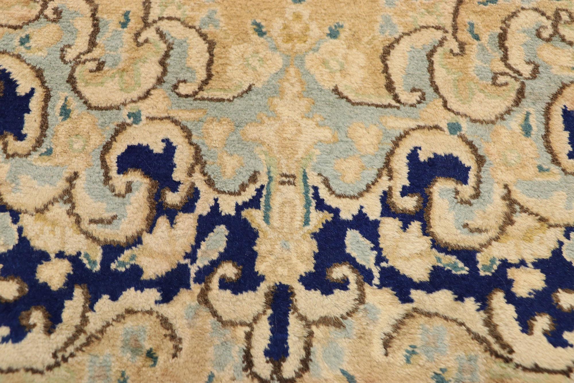 Pair of Matching Vintage Persian Kerman Rug Carpet Runners In Good Condition For Sale In Dallas, TX