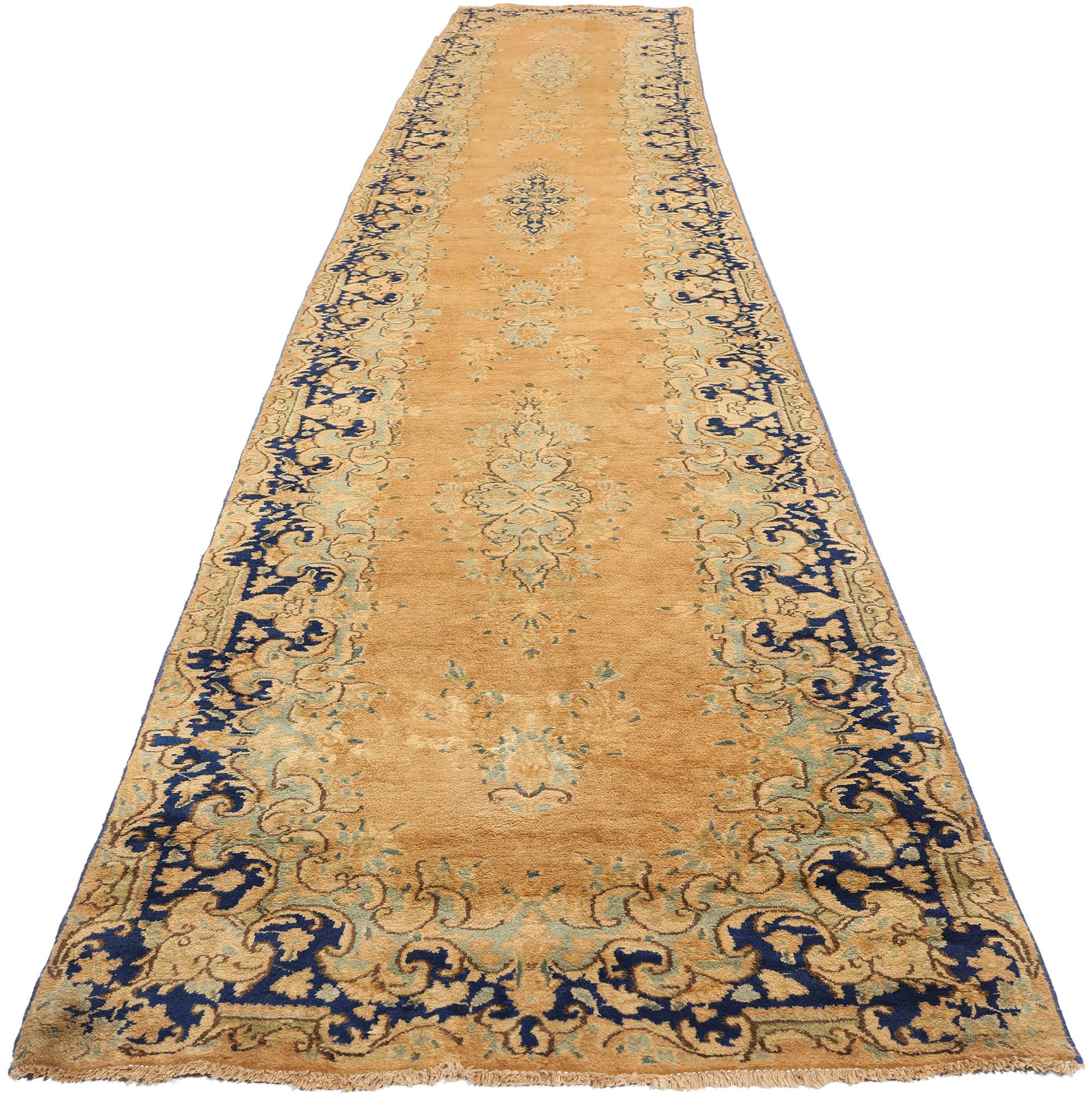 Paar zusammenpassende Vintage Persian Kerman Teppich Teppich Läufer (Wolle) im Angebot
