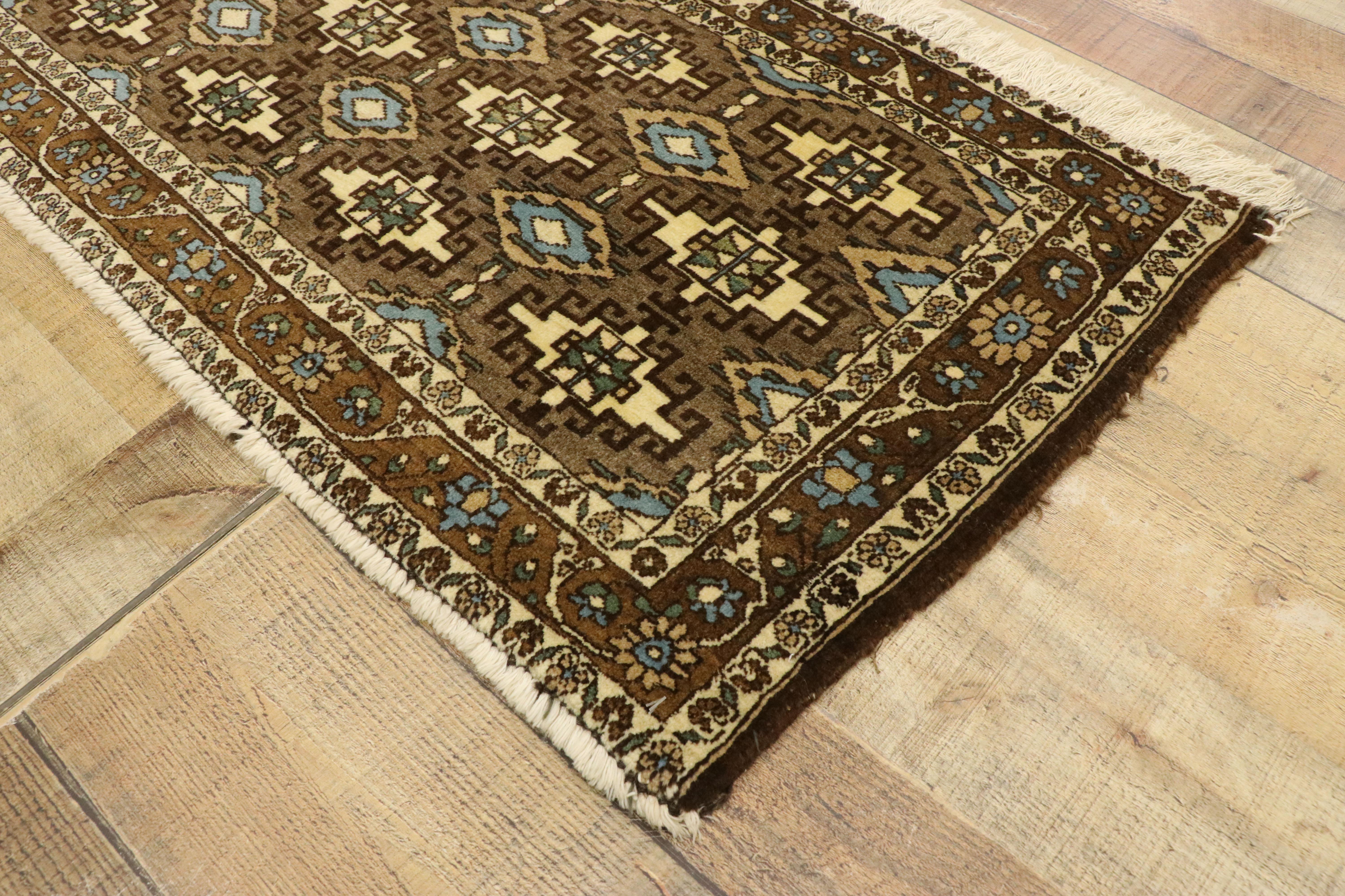 Pair of Matching Vintage Persian Mashhad Rugs with Mid-Century Modern Style For Sale 8