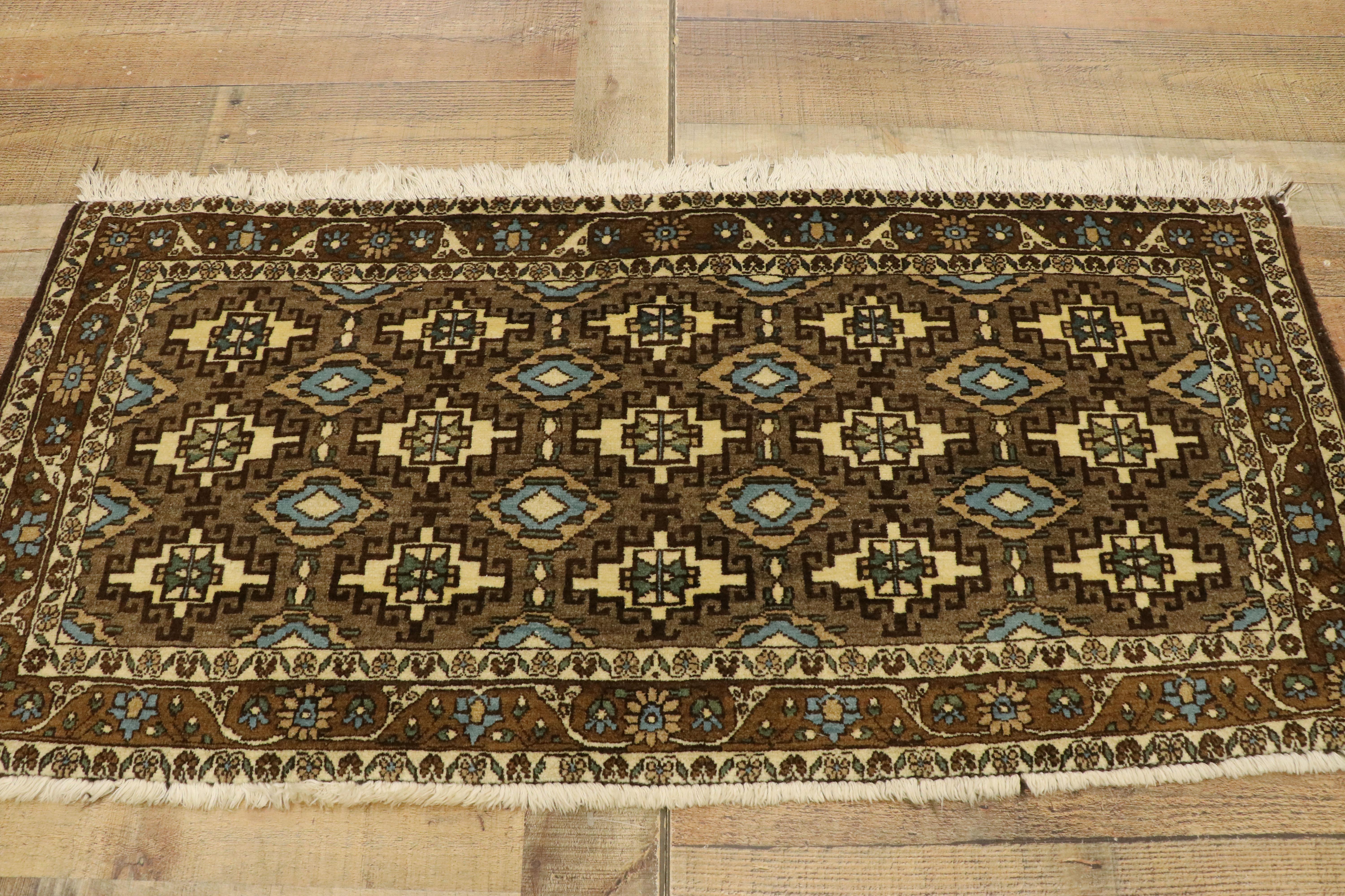 Pair of Matching Vintage Persian Mashhad Rugs with Mid-Century Modern Style For Sale 9