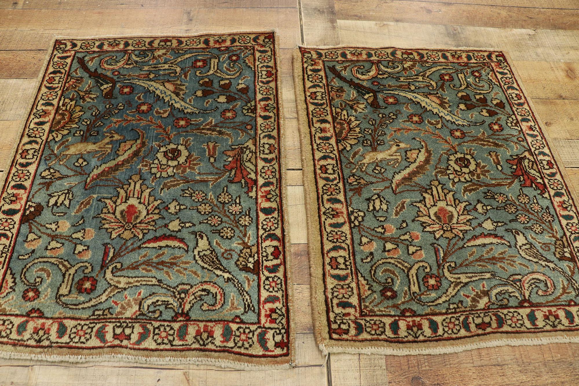 Pair of Matching Vintage Persian Tabriz Accent Rugs 6