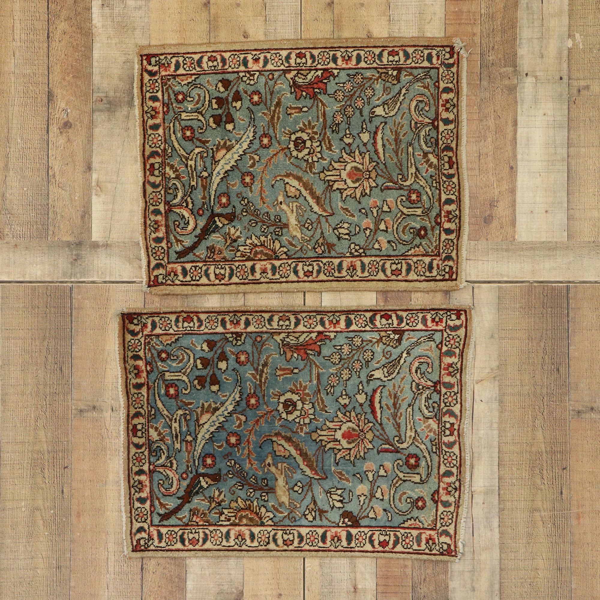 Pair of Matching Vintage Persian Tabriz Accent Rugs 7