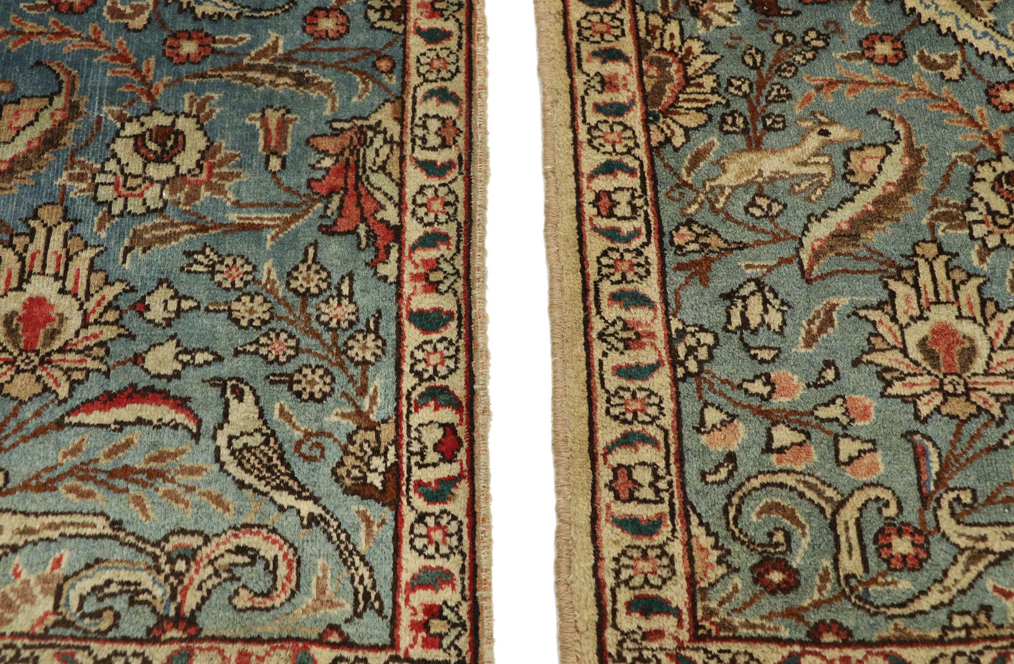Hand-Knotted Pair of Matching Vintage Persian Tabriz Accent Rugs