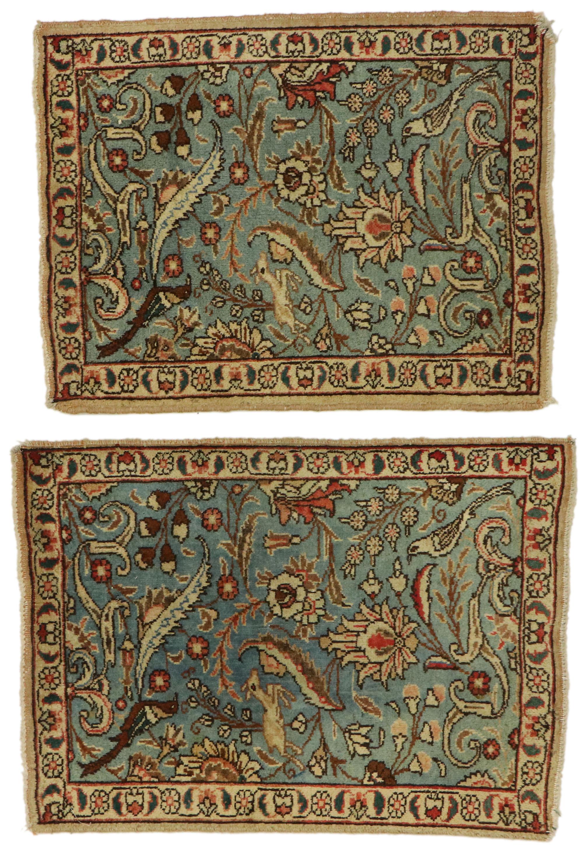 Pair of Matching Vintage Persian Tabriz Accent Rugs 2