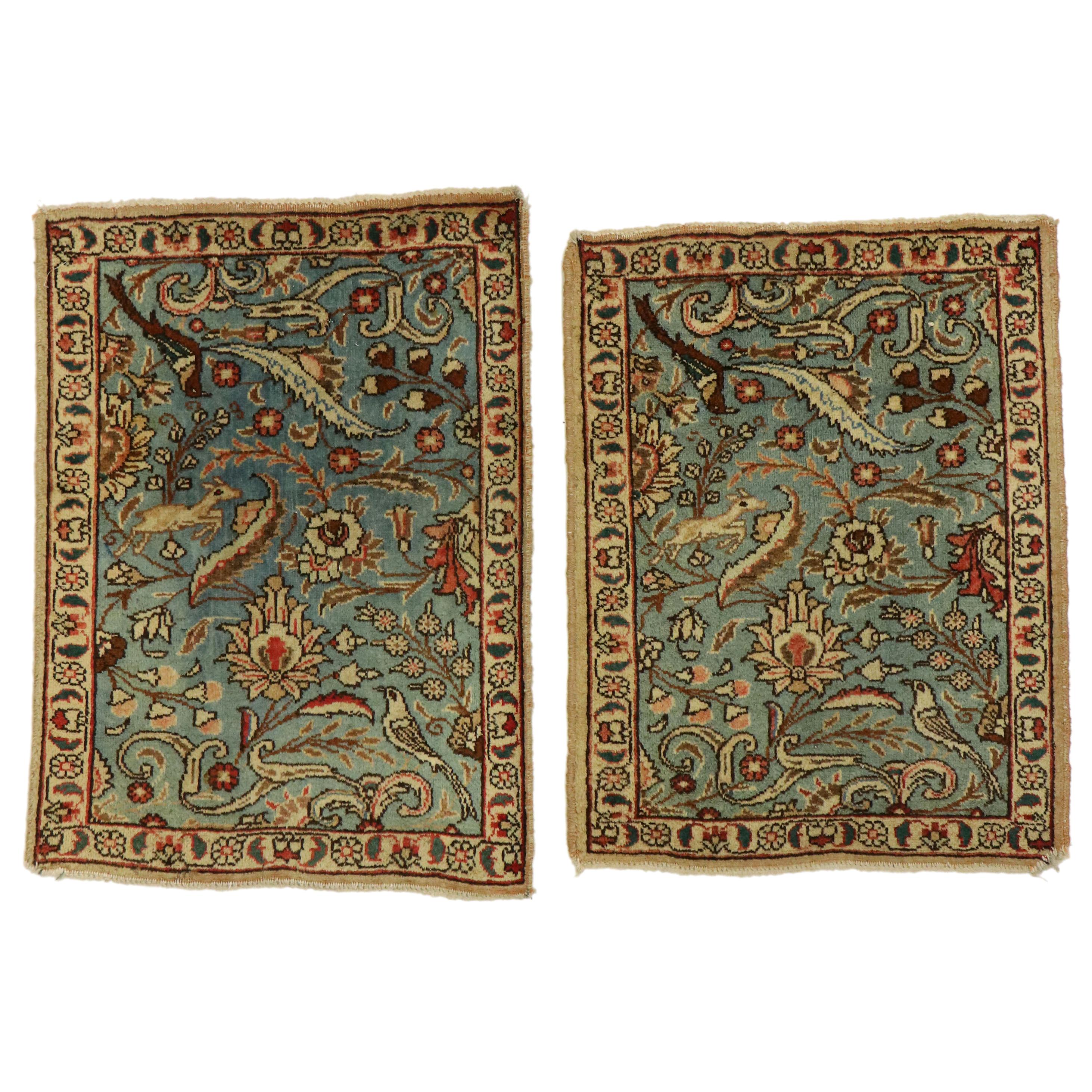 Pair of Matching Vintage Persian Tabriz Accent Rugs