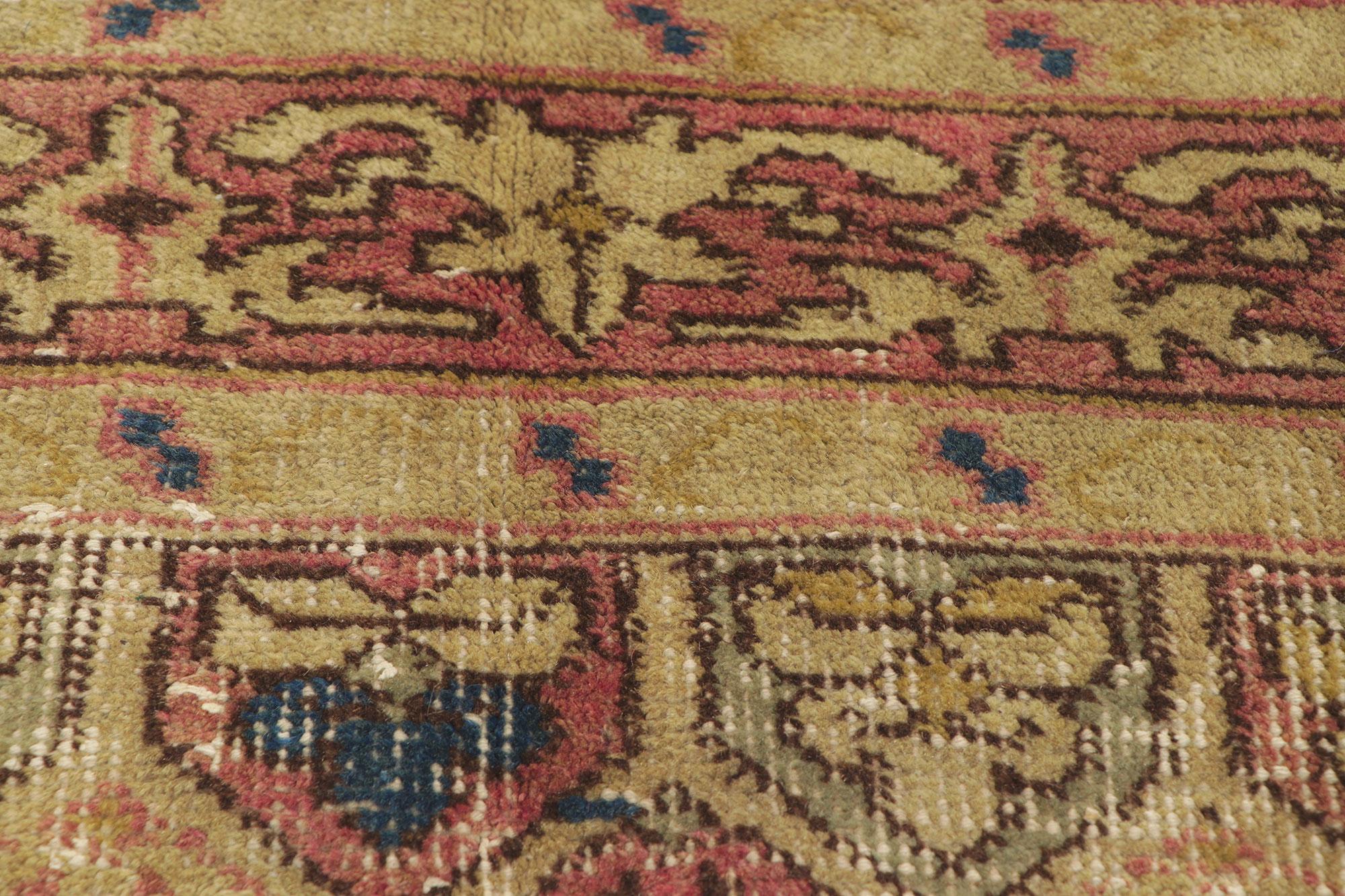 Pair of Matching Vintage Turkish Sivas Rugs with Rustic Earth-Tone Colors For Sale 6