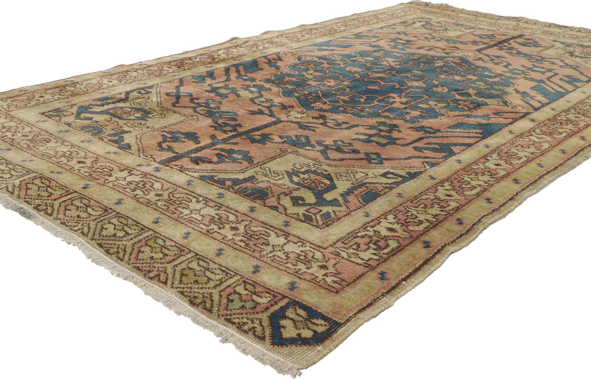 Hand-Knotted Pair of Matching Vintage Turkish Sivas Rugs with Rustic Earth-Tone Colors For Sale