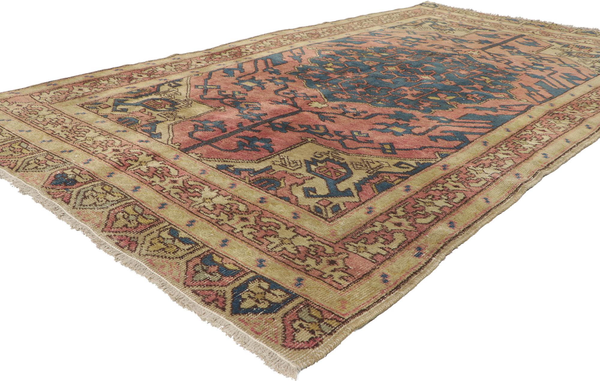 Pair of Matching Vintage Turkish Sivas Rugs with Rustic Earth-Tone Colors For Sale 3