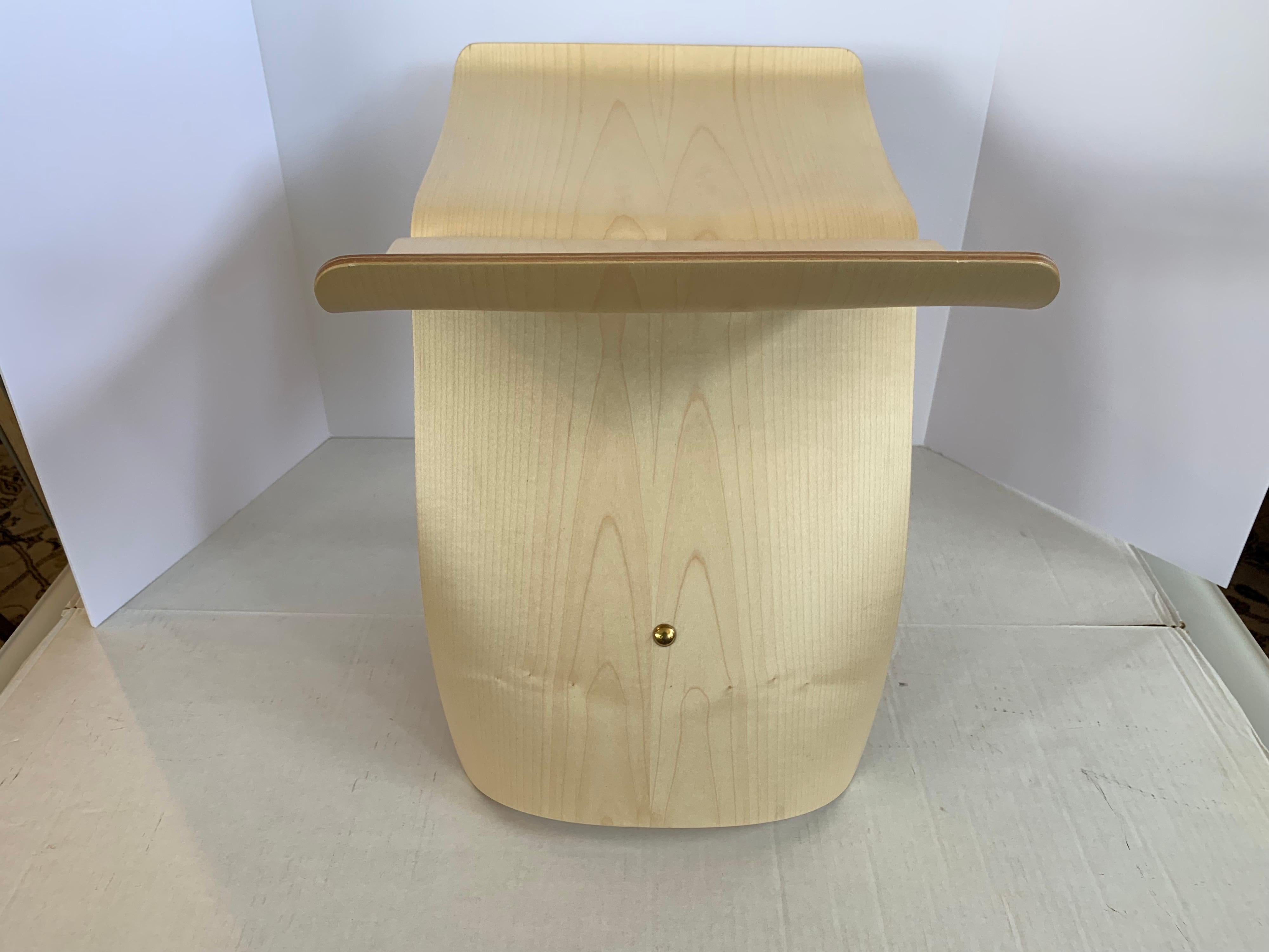 Pair of Matching Vitra Signed Butterfly Stools Stands in Maple by Sori Yanagi 6