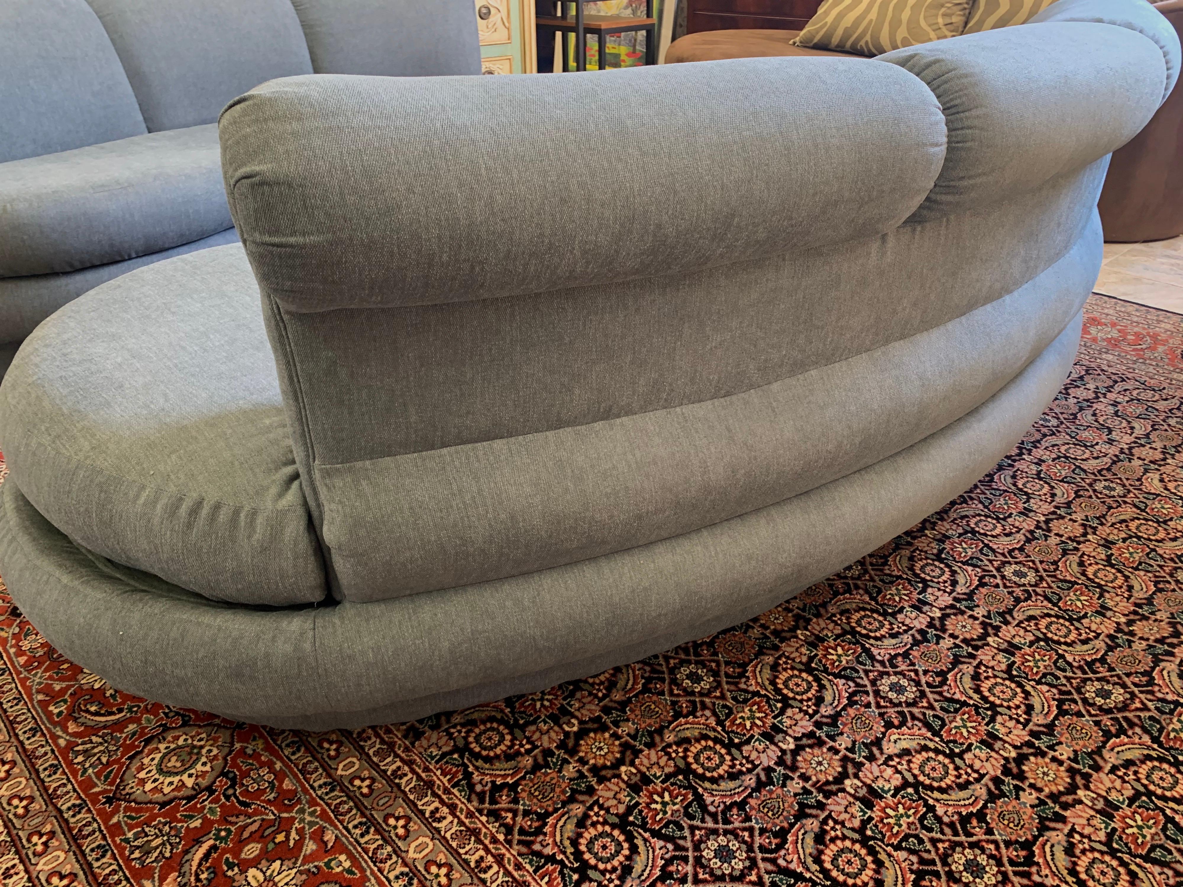 Matching Pearsall Comfort Design Cloud Sofas New Upholstered in Slate Gray, Pair 6