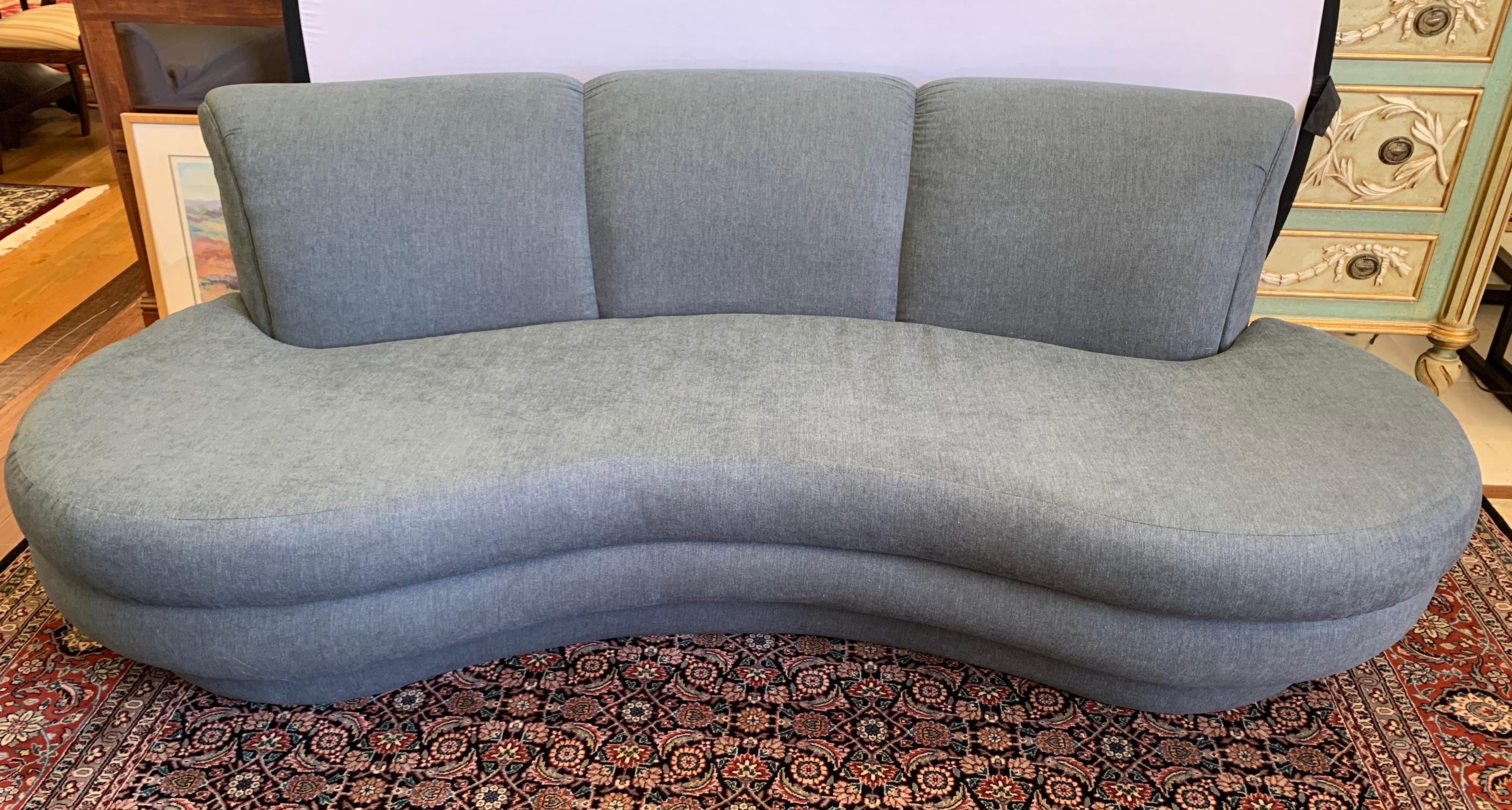Matching Pearsall Comfort Design Cloud Sofas New Upholstered in Slate Gray, Pair In Good Condition In West Hartford, CT