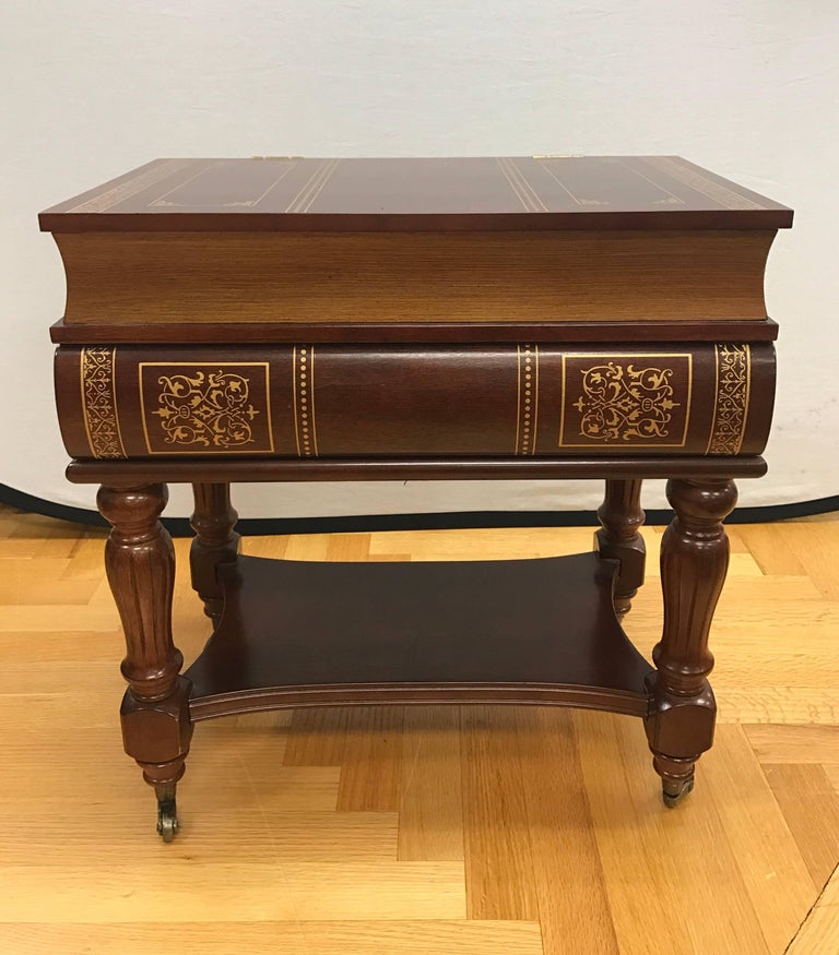 Pair Of Matching Wooden Book Stack End Tables Side At 1stdibs Made To Look Like A Stack Of Books These Wooden Side Tables Open At Top