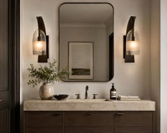 Pair of "Mateo" Wall Sconces by Marian Jamieson in Bronze & Smoked Glass