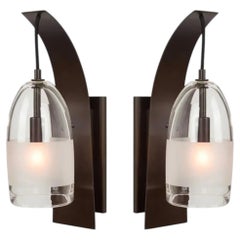 Pair of "Mateo" Wall Sconces by Marian Jamieson in Bronze & Smoked Glass