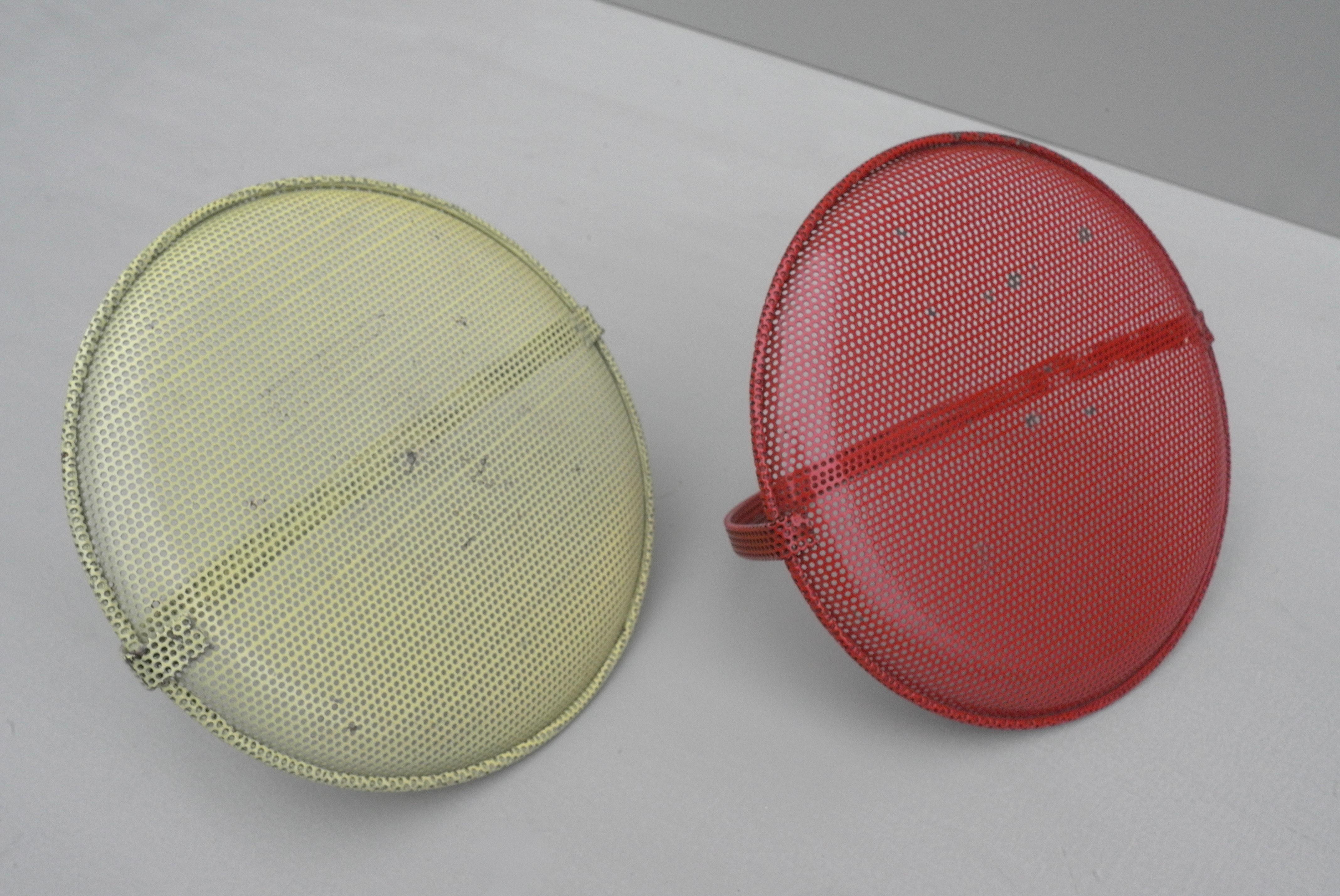 French Pair of Mathieu Matégot Bonbonniere in Red and Yellow, France, 1950s For Sale