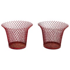 Pair of Mathieu Matégot Enameled Metal Basket, circa 1950