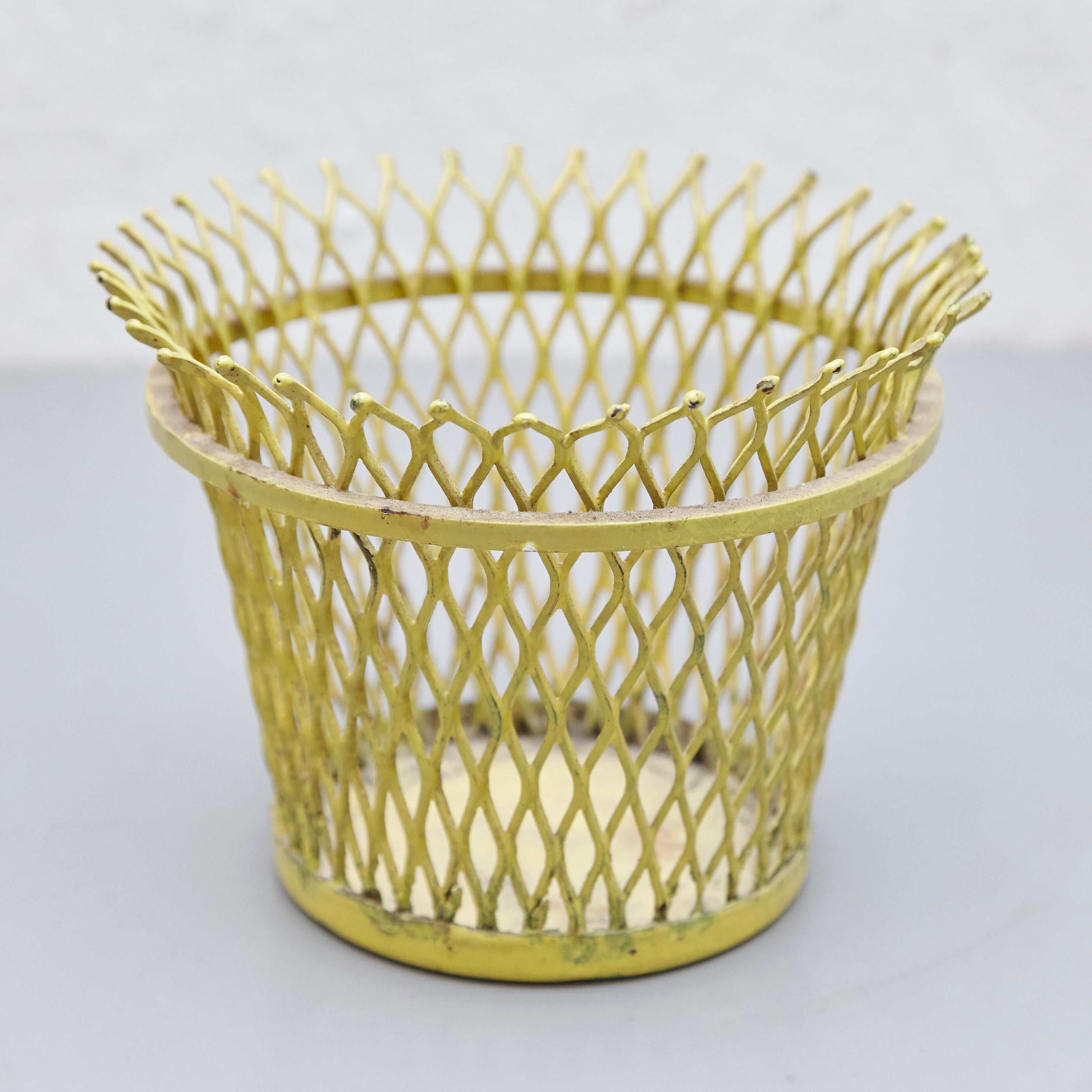 Pair of Mathieu Matégot, Mid-Century Modern, Enameled Metal Basket, circa 1950 5