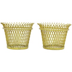 Pair of Mathieu Matégot, Mid-Century Modern, Enameled Metal Basket, circa 1950