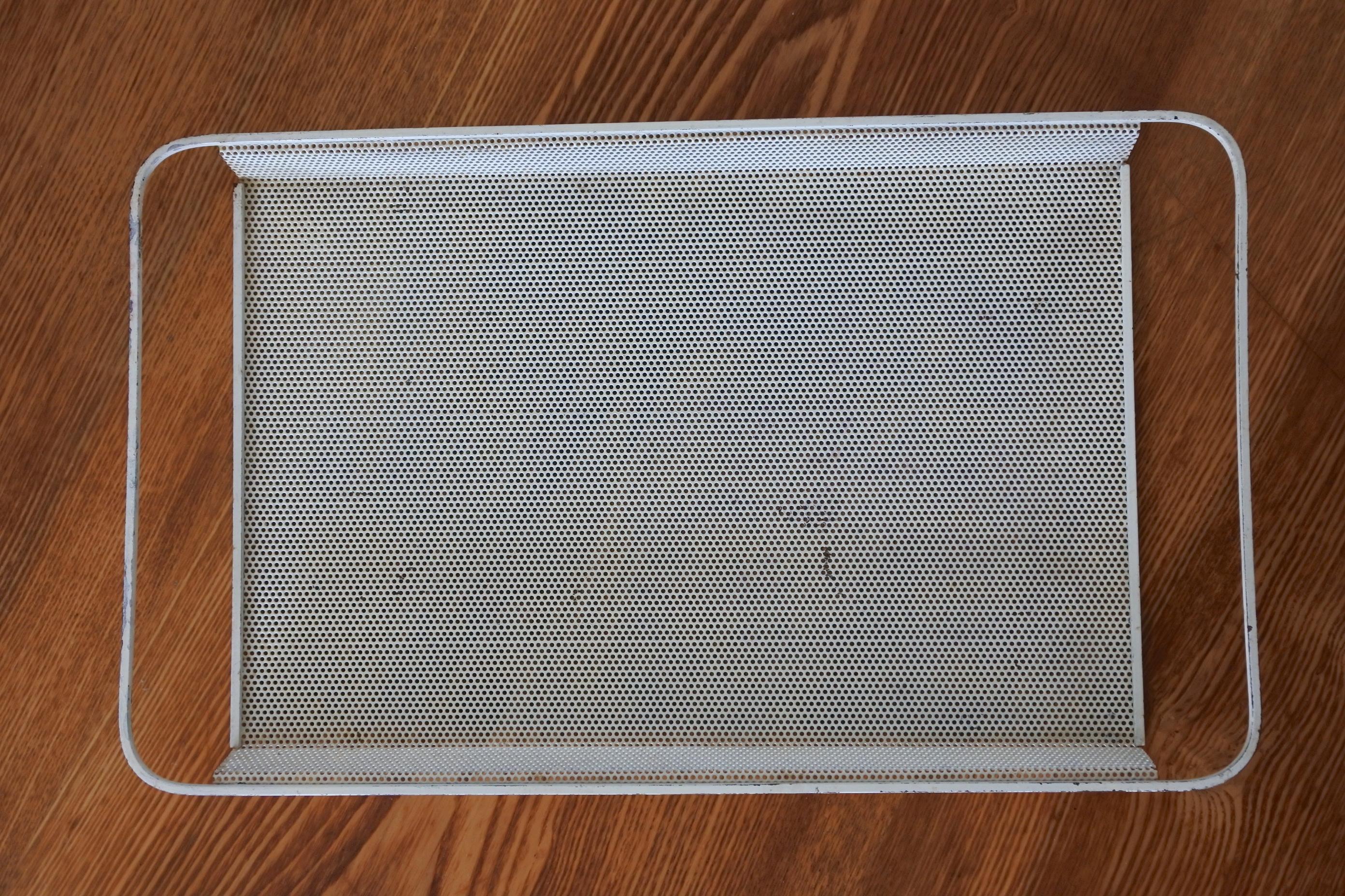 French Pair of Mathieu Mategot Perforated Metal Trays, France, 1950s