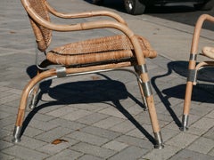 Paar Mats Theselius-Stühle aus Rattan und Stahl für Ikea