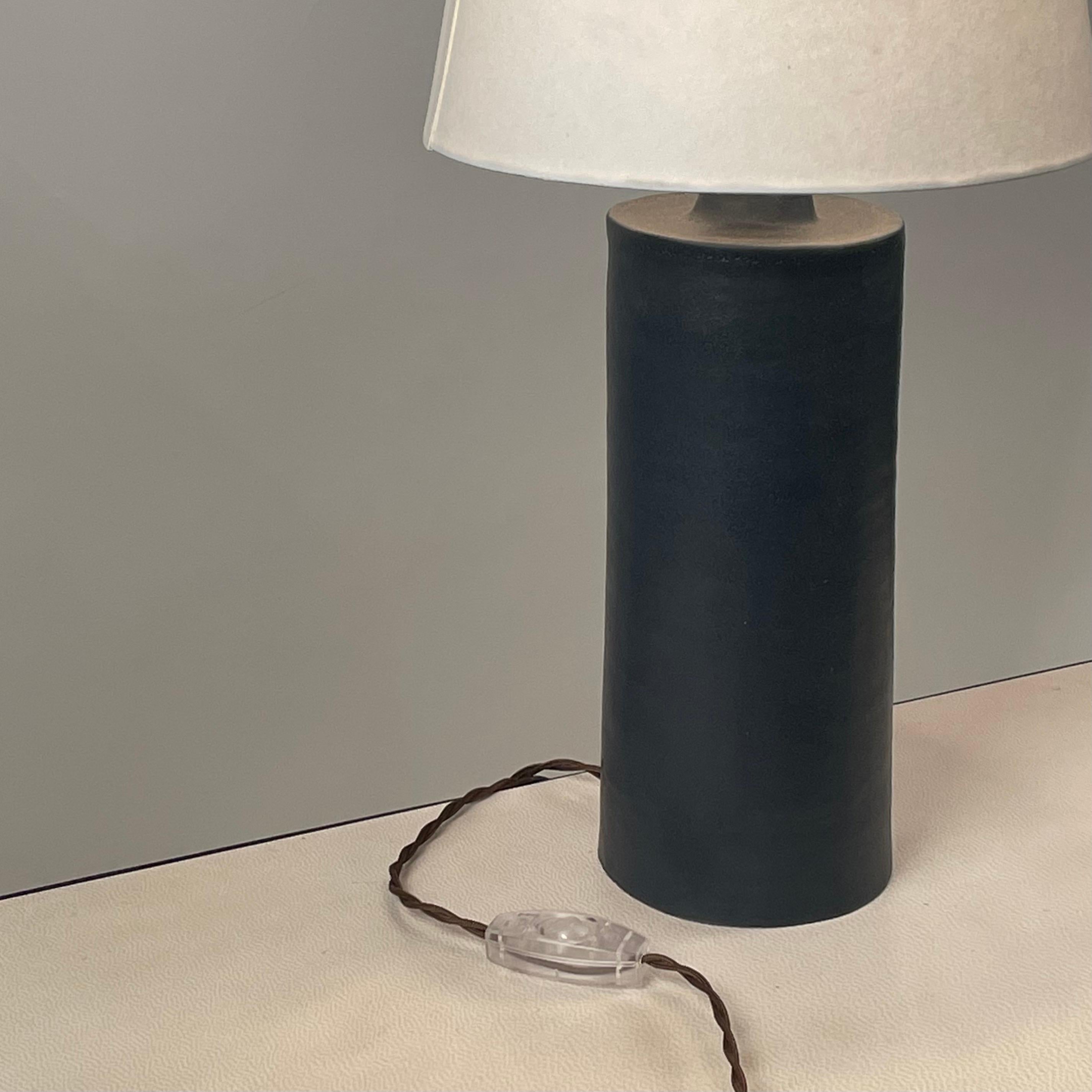 European Pair of Matte Black 'Rouleau' Ceramic Table Lamps by Design Frères For Sale