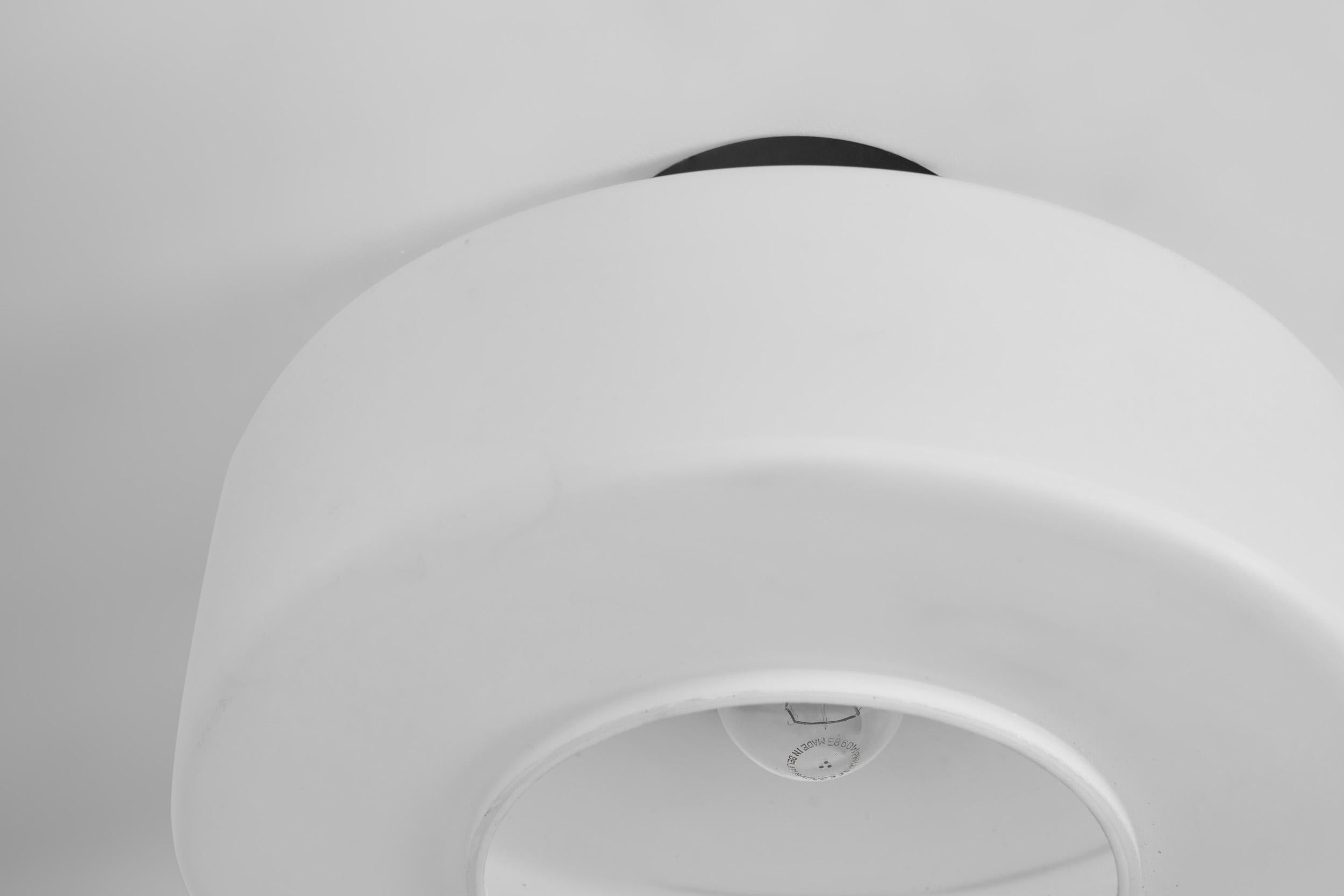 Pair of Matte Opal Glass Ceiling Lamps, The Netherlands 1960s For Sale 3