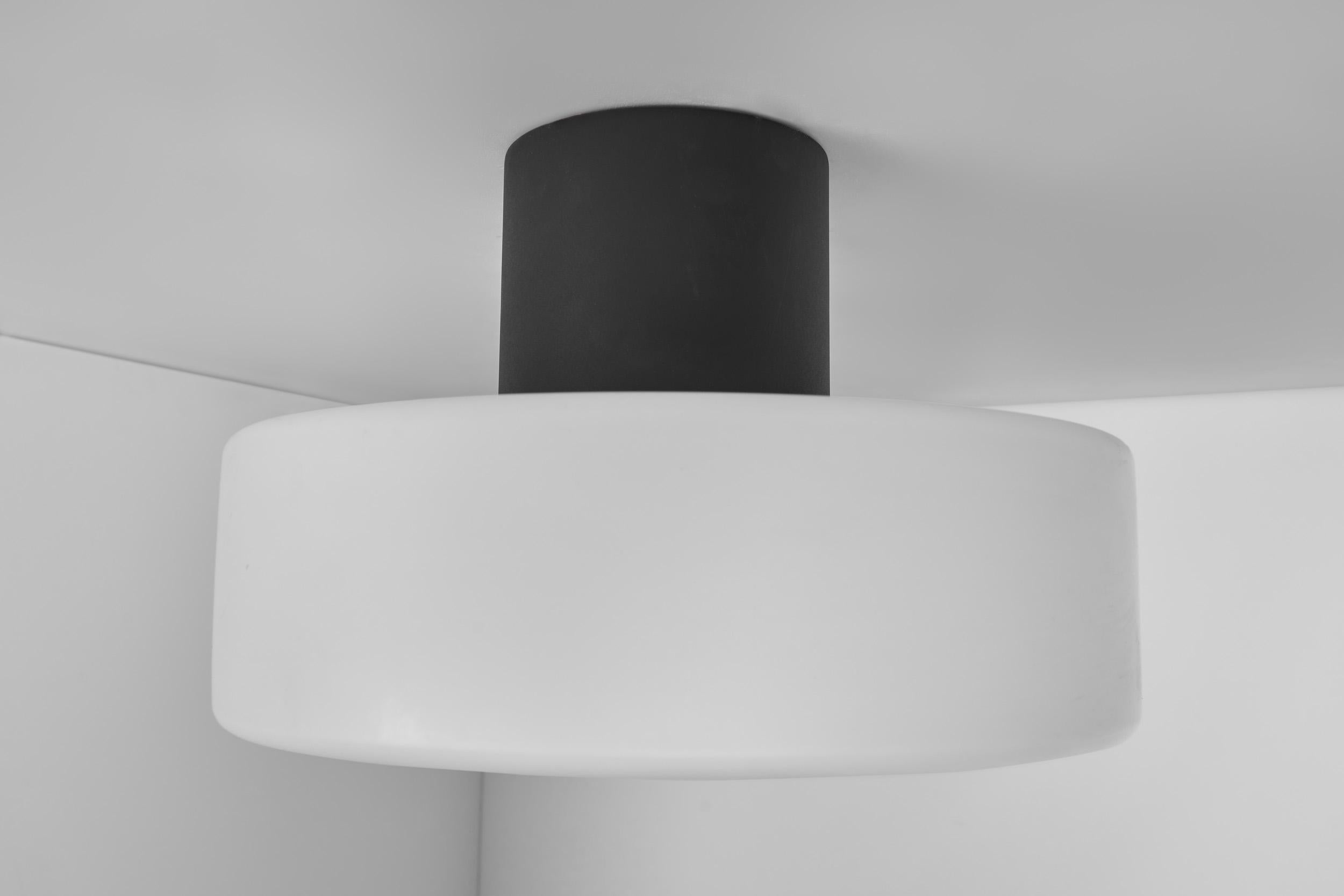 Pair of Matte Opal Glass Ceiling Lamps, The Netherlands 1960s For Sale 1